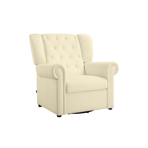Lillyse - Fauteuil à Bascule Avec Fonction Pivotante En Velours Blanc Crème