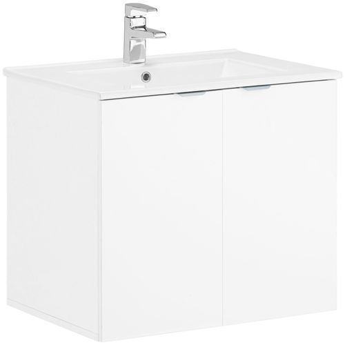 Atlas-meuble Sous-vasque Mural Avec 2 Portes Aspect Bois Blanc