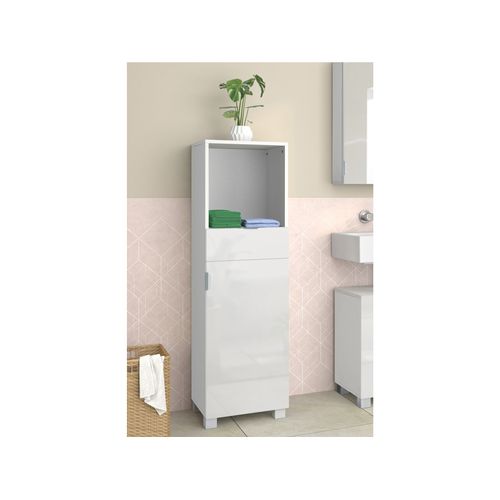 Atlas-armoire De Salle De Bain Avec 1 Porte Et 1 Tiroir En Pin Blanc