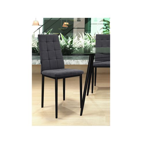 Becca-chaise De Salle à Manger En Tissu Anthracite Lot De 2