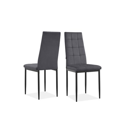 Becca-chaise De Salle à Manger En Velours Anthracite Lot De 2