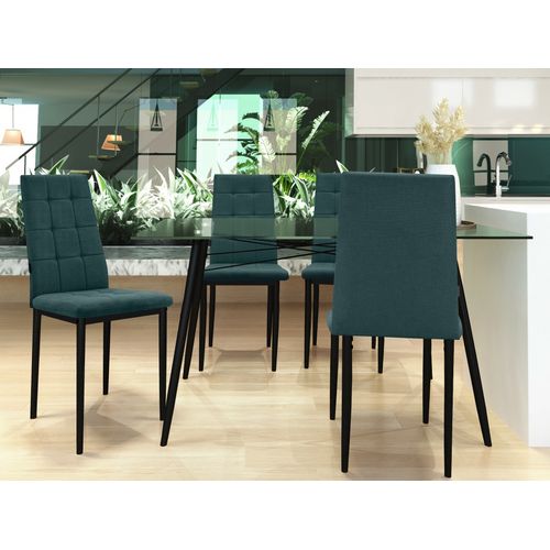 Becca-chaise De Salle à Manger En Tissu Vert Foncé 4 Pack