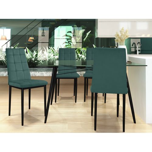 Becca-chaise De Salle à Manger En Velours Vert Foncé 4 Packs