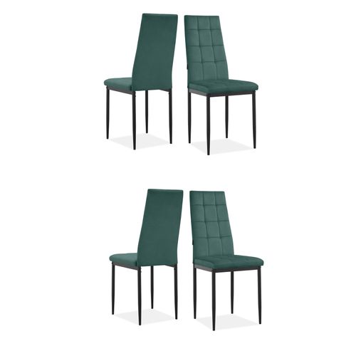 Becca-chaise De Salle à Manger En Velours Vert Foncé 4 Packs
