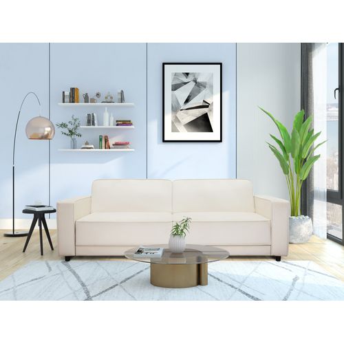 Allie - Canapé-lit 3 Places En Velours Crème