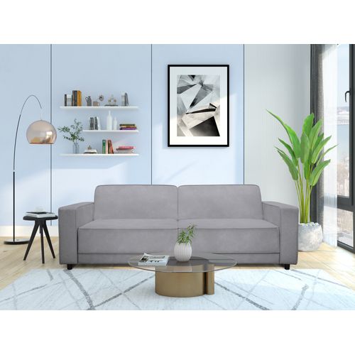 Allie - Canapé-lit 3 Places En Velours Gris Clair