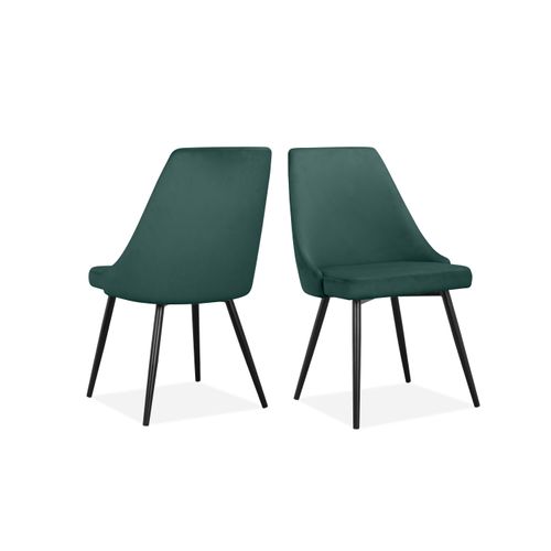 Natascha - Chaise De Salle à Manger En Velours Vert Foncé 2 Packs