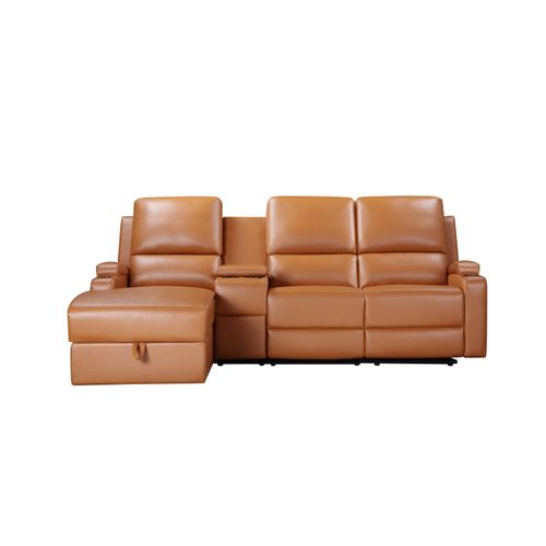 Dallas-canapé D'angle 3 Places Avec Rangement En Pu Couleur Cognac