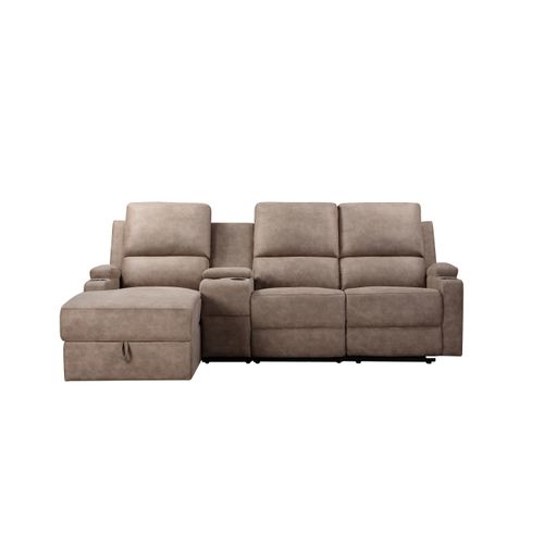 Dallas-canapé D'angle 3 Places Avec Rangement En Microfibre Taupe