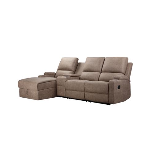 Dallas-canapé D'angle 3 Places Avec Rangement En Microfibre Taupe