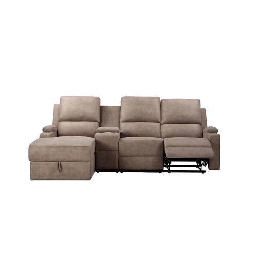 Dallas-canapé D'angle 3 Places Avec Rangement En Microfibre Taupe