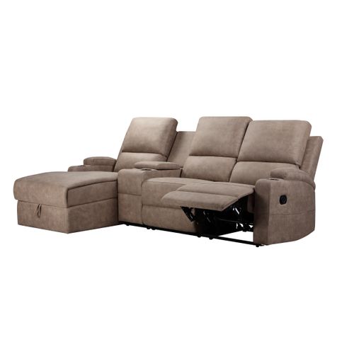 Dallas-canapé D'angle 3 Places Avec Rangement En Microfibre Taupe