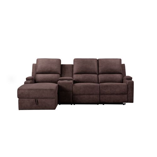 Dallas-canapé D'angle 3 Places Avec Rangement En Microfibre Marron Foncé