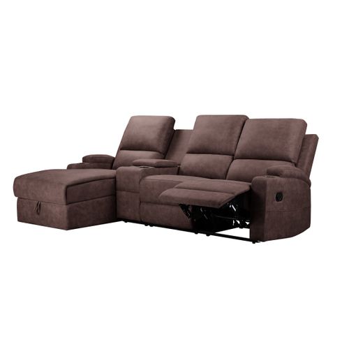 Dallas-canapé D'angle 3 Places Avec Rangement En Microfibre Marron Foncé