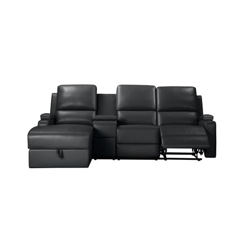 Dallas-canapé D'angle 3 Places Avec Rangement En Pu Noir