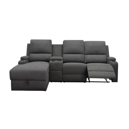 Dallas-canapé D'angle 3 Places Avec Rangement En Tissu Anthracite