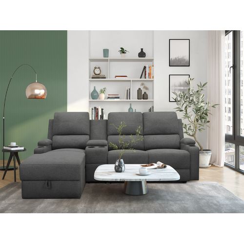 Dallas-canapé D'angle 3 Places Avec Rangement En Tissu Anthracite