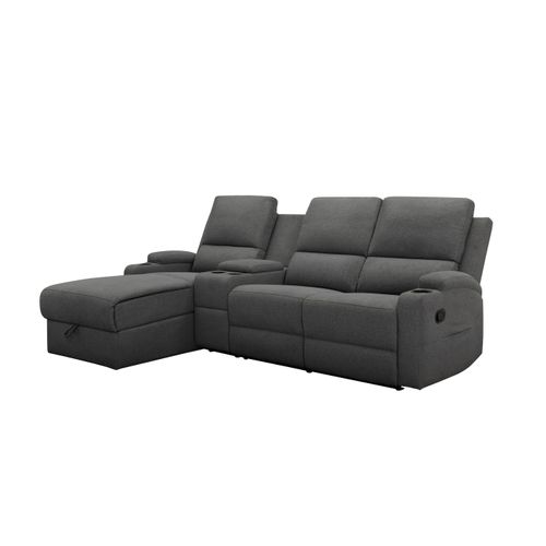 Dallas-canapé D'angle 3 Places Avec Rangement En Tissu Anthracite