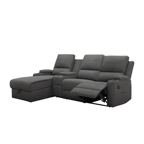 Dallas-canapé D'angle 3 Places Avec Rangement En Tissu Anthracite