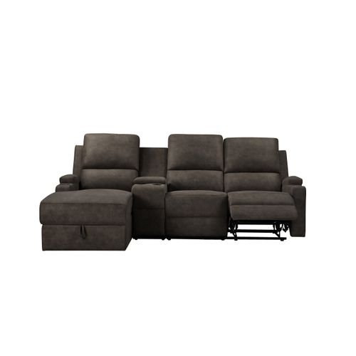 Dallas-canapé D'angle 3 Places Avec Rangement En Microfibre Anthracite