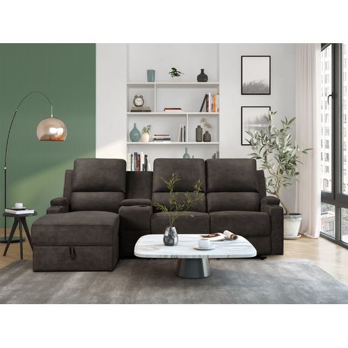 Dallas-canapé D'angle 3 Places Avec Rangement En Microfibre Anthracite