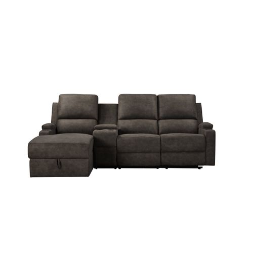 Dallas-canapé D'angle 3 Places Avec Rangement En Microfibre Anthracite