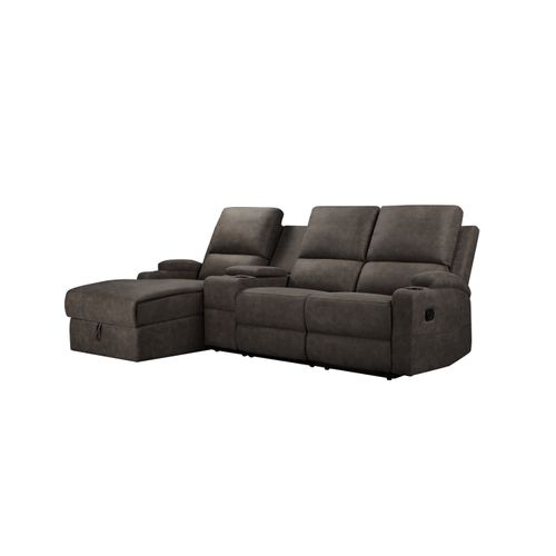 Dallas-canapé D'angle 3 Places Avec Rangement En Microfibre Anthracite