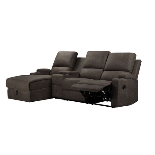 Dallas-canapé D'angle 3 Places Avec Rangement En Microfibre Anthracite