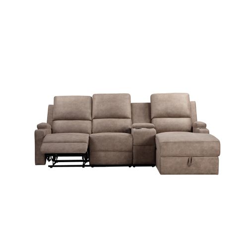 Dallas-canapé D'angle 3 Places Avec Rangement En Microfibre Taupe