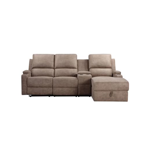 Dallas-canapé D'angle 3 Places Avec Rangement En Microfibre Taupe