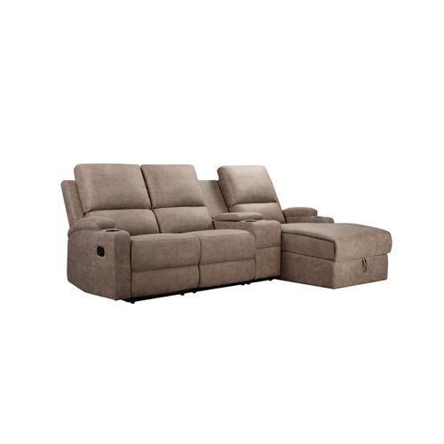 Dallas-canapé D'angle 3 Places Avec Rangement En Microfibre Taupe