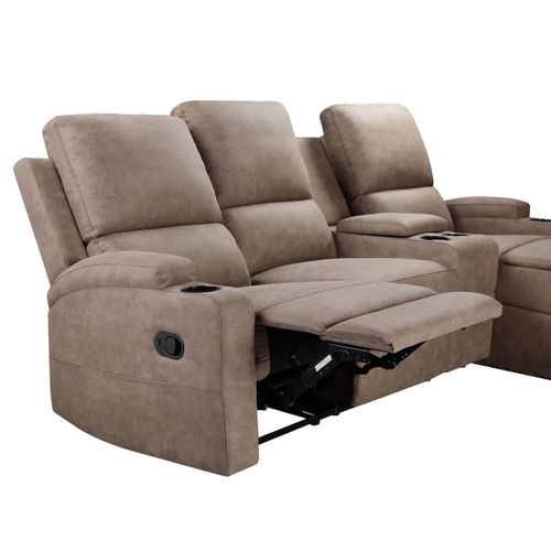 Dallas-canapé D'angle 3 Places Avec Rangement En Microfibre Taupe