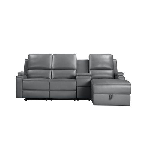 Dallas-canapé 3 Places Avec Rangement à Droite En Pu Gris