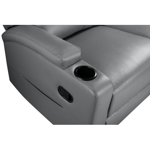 Dallas-canapé 3 Places Avec Rangement à Droite En Pu Gris