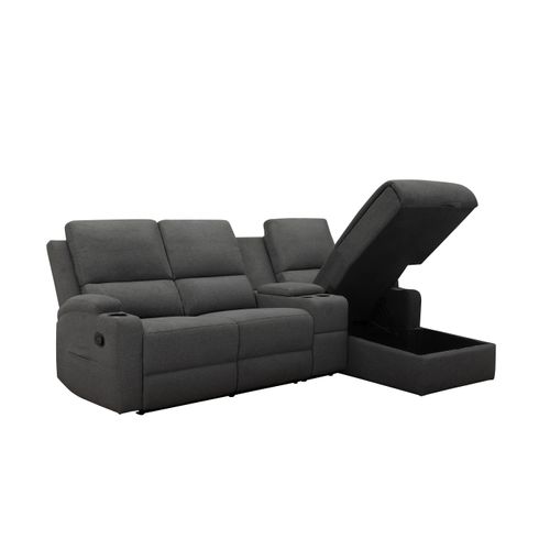 Dallas-canapé D'angle 3 Places Avec Rangement En Tissu Anthracite