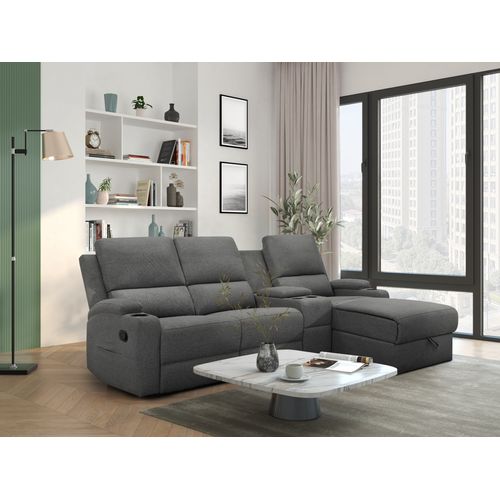 Dallas-canapé D'angle 3 Places Avec Rangement En Tissu Anthracite