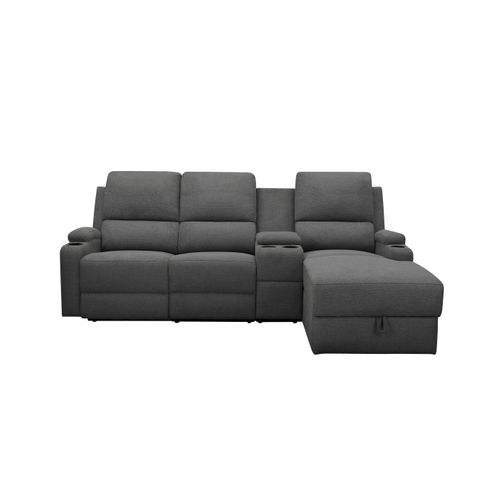 Dallas-canapé D'angle 3 Places Avec Rangement En Tissu Anthracite