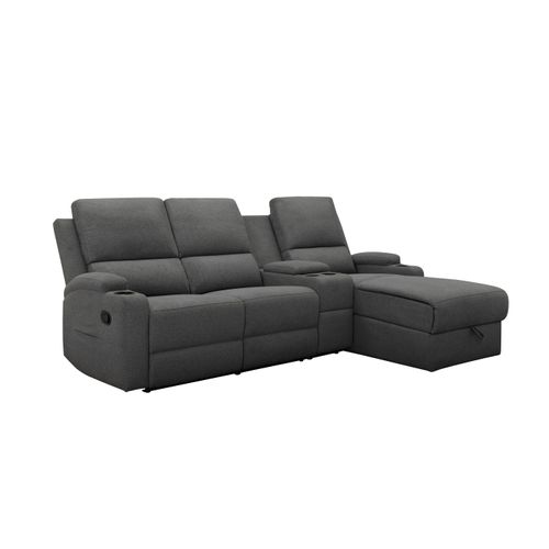 Dallas-canapé D'angle 3 Places Avec Rangement En Tissu Anthracite