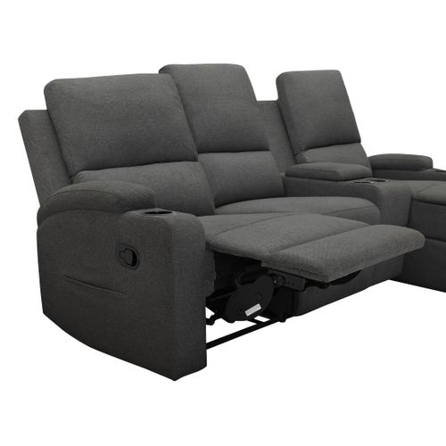 Dallas-canapé D'angle 3 Places Avec Rangement En Tissu Anthracite