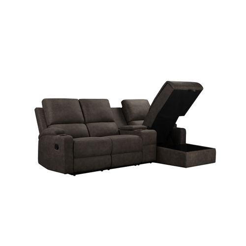 Dallas-canapé D'angle 3 Places Avec Rangement En Microfibre Anthracite