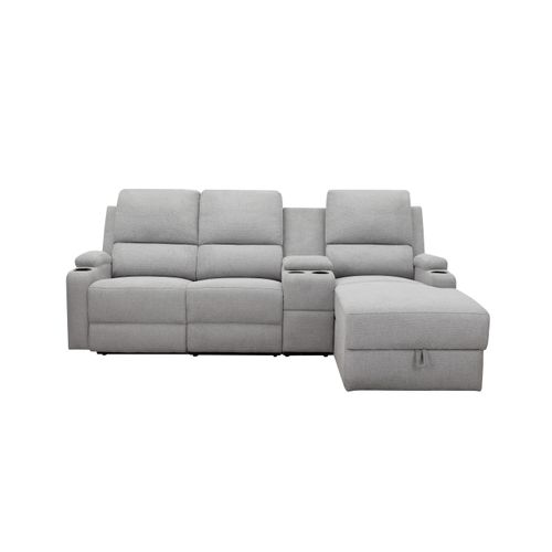 Dallas-canapé D'angle 3 Places Avec Rangement En Tissu Gris Clair