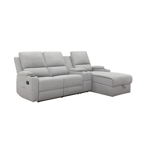 Dallas-canapé D'angle 3 Places Avec Rangement En Tissu Gris Clair