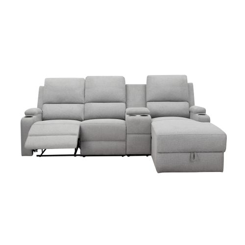 Dallas-canapé D'angle 3 Places Avec Rangement En Tissu Gris Clair