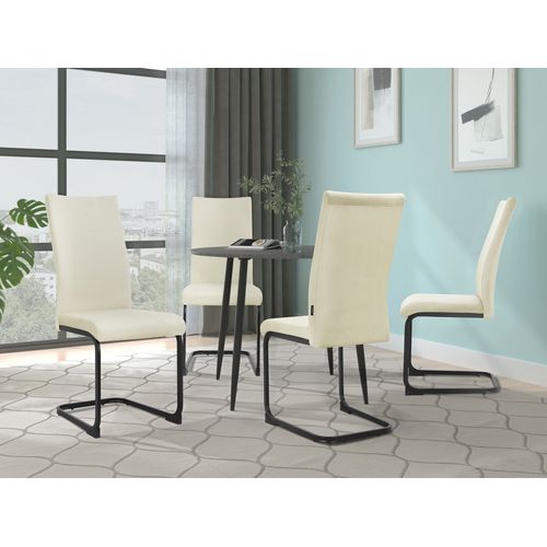 Sia-chaises De Salle à Manger En Velours Crème 4 Pièces