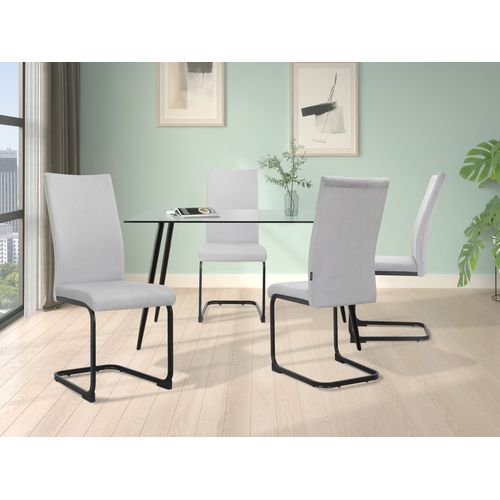 Danny-ensemble Table De Salle à Manger 140x80 Cm Et 4 Chaises En Velours Gris