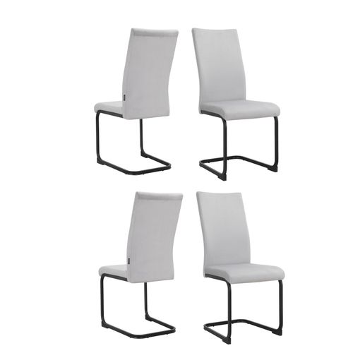 Danny-ensemble Table De Salle à Manger 140x80 Cm Et 4 Chaises En Velours Gris