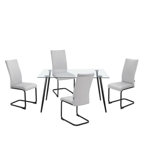 Danny-ensemble Table De Salle à Manger 140x80 Cm Et 4 Chaises En Velours Gris