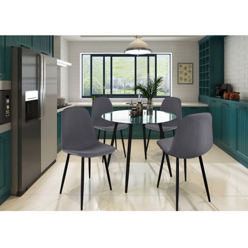 Miller - Chaise De Salle à Manger En Tissu Anthracite 4 Pack