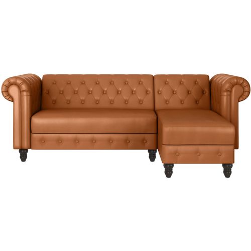 Felix - Canapé D'angle 3 Places En Simili Cuir Cappuccino