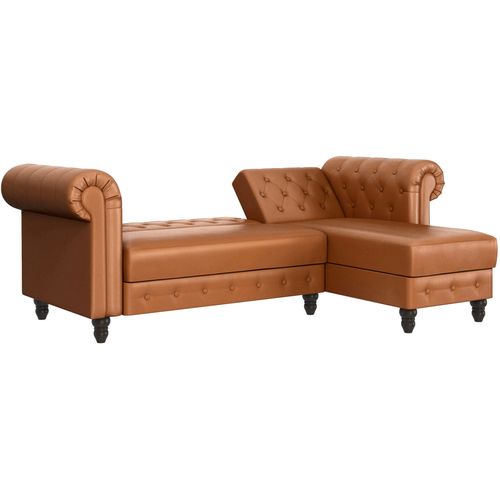 Felix - Canapé D'angle 3 Places En Simili Cuir Cappuccino